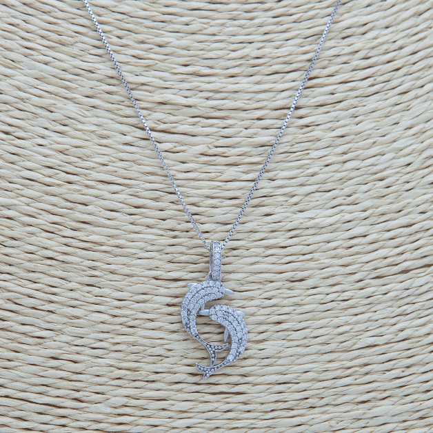 SILVER 925 NECKLACE DOLPHINS